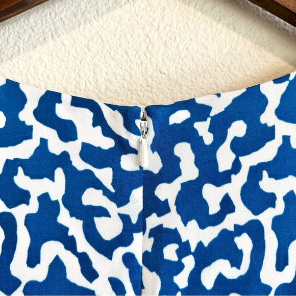 Christopher & Banks XL Faux Wrap Midi Dress Blue White Knot Front Flowy Stretch - Picture 10 of 10